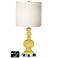 White Drum Apothecary Lamp - 2 Outlets and 2 USBs in Daffodil