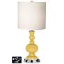 White Drum Apothecary Lamp - 2 Outlets and 2 USBs in Daffodil