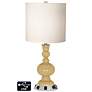 White Drum Apothecary Lamp - 2 Outlets and 2 USBs in Humble Gold
