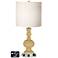 White Drum Apothecary Lamp - 2 Outlets and 2 USBs in Humble Gold