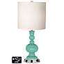 White Drum Apothecary Lamp - 2 Outlets and 2 USBs in Larchmere