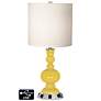 White Drum Apothecary Lamp - 2 Outlets and 2 USBs in Lemon Zest