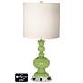 White Drum Apothecary Lamp - 2 Outlets and 2 USBs in Lime Rickey