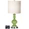 White Drum Apothecary Lamp - 2 Outlets and 2 USBs in Lime Rickey