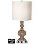 White Drum Apothecary Lamp - 2 Outlets and 2 USBs in Mocha