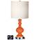 White Drum Apothecary Lamp - 2 Outlets and 2 USBs in Nectarine