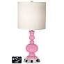 White Drum Apothecary Lamp - 2 Outlets and 2 USBs in Pale Pink
