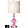 White Drum Apothecary Lamp - 2 Outlets and 2 USBs in Pale Pink