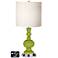 White Drum Apothecary Lamp - 2 Outlets and 2 USBs in Parakeet