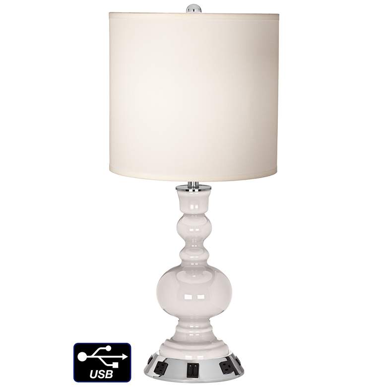 Image 1 White Drum Apothecary Lamp - 2 Outlets and 2 USBs in Smart White