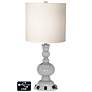 White Drum Apothecary Lamp - 2 Outlets and 2 USBs in Swanky Gray