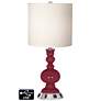 White Drum Apothecary Lamp - 2 Outlets and USB in Antique Red