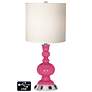 White Drum Apothecary Lamp - 2 Outlets and USB in Blossom Pink