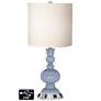 White Drum Apothecary Lamp - 2 Outlets and USB in Blue Sky