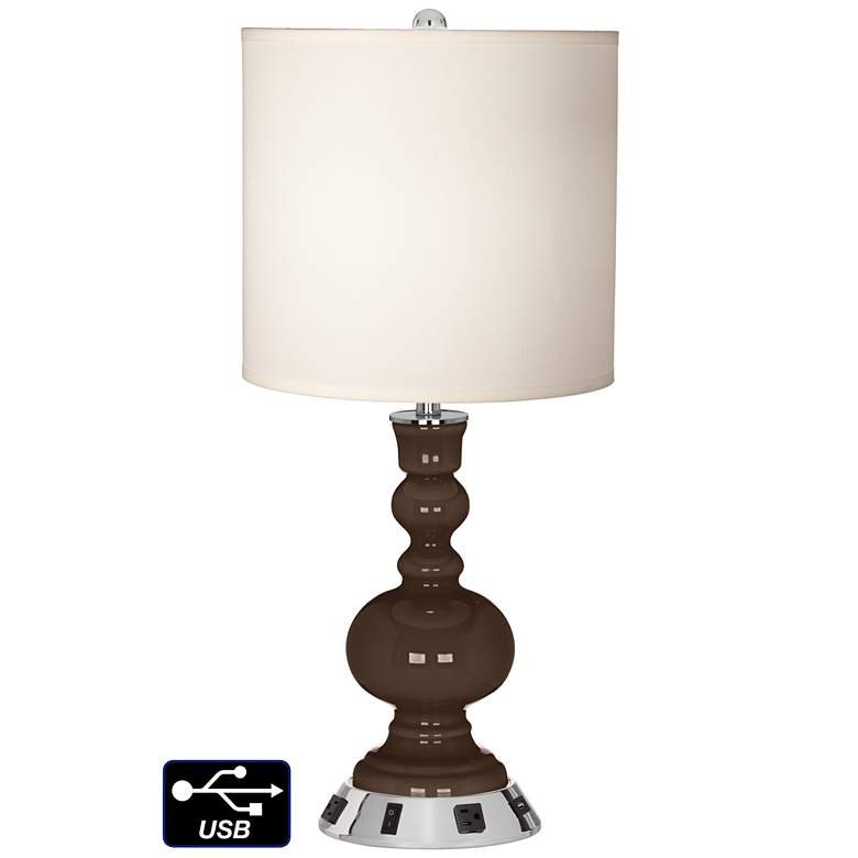 Image 1 White Drum Apothecary Lamp - 2 Outlets and USB in Carafe
