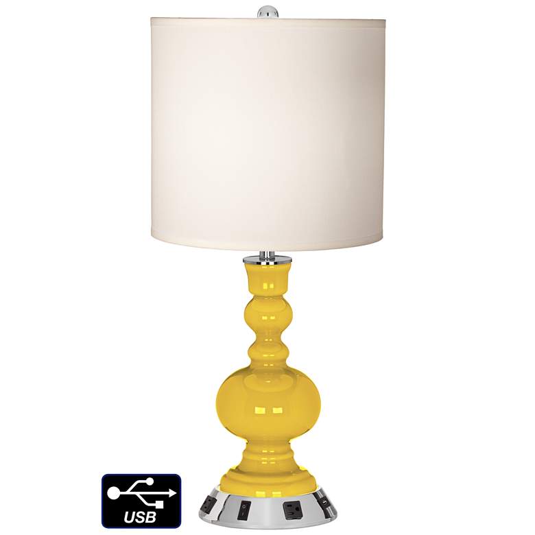 Image 1 White Drum Apothecary Lamp - 2 Outlets and USB in Citrus