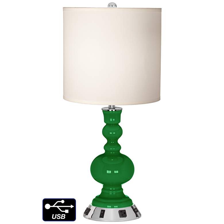 Image 1 White Drum Apothecary Lamp - 2 Outlets and USB in Envy