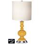 White Drum Apothecary Lamp - 2 Outlets and USB in Goldenrod