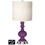 White Drum Apothecary Lamp - 2 Outlets and USB in Kimono Violet