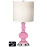 White Drum Apothecary Lamp - 2 Outlets and USB in Pale Pink