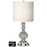 White Drum Apothecary Lamp - 2 Outlets and USB in Requisite Gray
