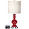 White Drum Apothecary Lamp - 2 Outlets and USB in Ribbon Red