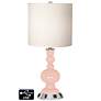 White Drum Apothecary Lamp - 2 Outlets and USB in Rose Pink