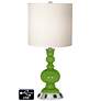 White Drum Apothecary Lamp - 2 Outlets and USB in Rosemary Green