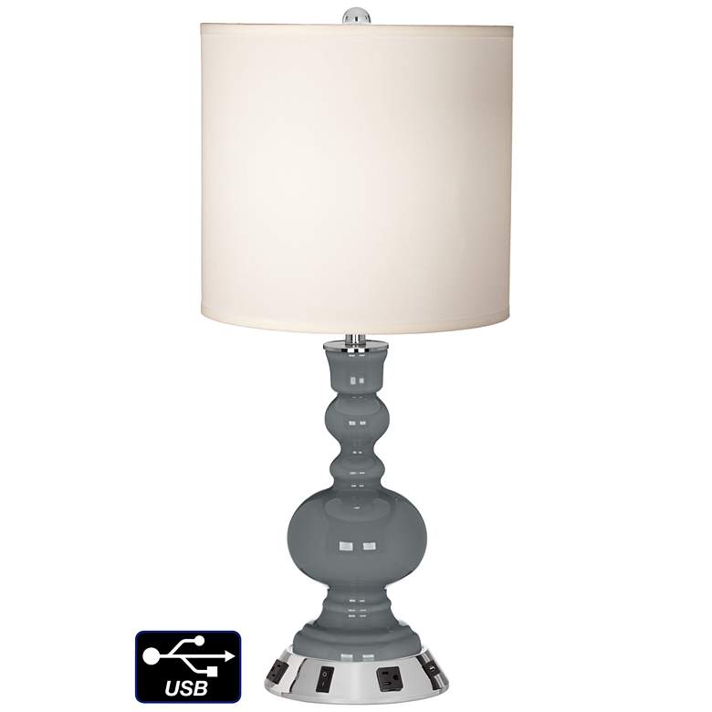 Image 1 White Drum Apothecary Lamp - 2 Outlets and USB in Software