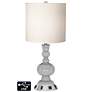 White Drum Apothecary Lamp - 2 Outlets and USB in Swanky Gray