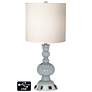 White Drum Apothecary Lamp - 2 Outlets and USB in Uncertain Gray