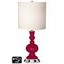 White Drum Apothecary Lamp - Outlets and USB in French Burgundy
