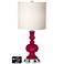 White Drum Apothecary Lamp - Outlets and USB in French Burgundy