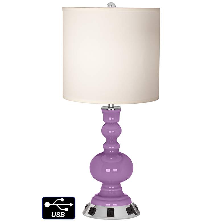 Image 1 White Drum Apothecary Lamp - Outlets and USBs in African Violet