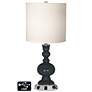White Drum Apothecary Lamp - Outlets and USBs in Black of Night