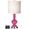 White Drum Apothecary Lamp - Outlets and USBs in Blossom Pink