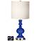 White Drum Apothecary Lamp - Outlets and USBs in Dazzling Blue