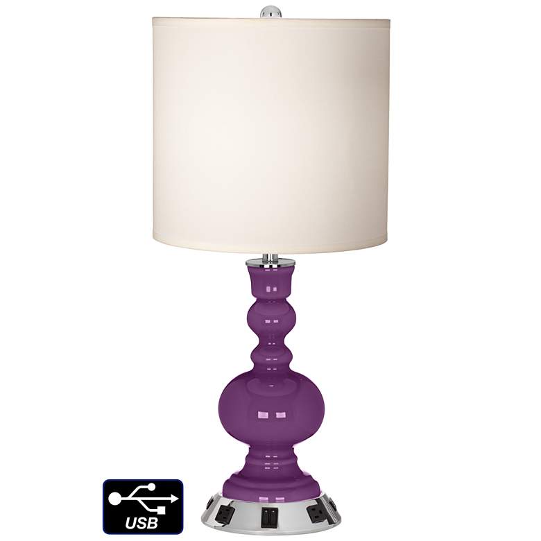 Image 1 White Drum Apothecary Lamp - Outlets and USBs in Kimono Violet