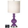 White Drum Apothecary Lamp Outlets and USBs in Passionate Purple