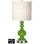 White Drum Apothecary Lamp - Outlets and USBs in Rosemary Green