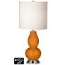 White Drum Gourd Lamp - 2 Outlets and 2 USBs in Cinnamon Spice