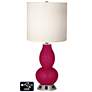 White Drum Gourd Lamp - 2 Outlets and 2 USBs in French Burgundy