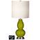 White Drum Gourd Lamp - 2 Outlets and 2 USBs in Olive Green