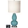 White Drum Gourd Lamp - 2 Outlets and 2 USBs in Reflecting Pool