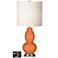 White Drum Gourd Lamp - 2 Outlets and USB in Celosia Orange