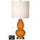 White Drum Gourd Lamp - 2 Outlets and USB in Cinnamon Spice