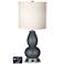 White Drum Gourd Lamp - 2 Outlets and USB in Gunmetal Metallic