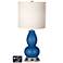 White Drum Gourd Lamp - 2 Outlets and USB in Ocean Metallic