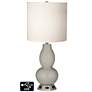 White Drum Gourd Lamp - 2 Outlets and USB in Requisite Gray