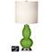 White Drum Gourd Lamp - 2 Outlets and USB in Rosemary Green